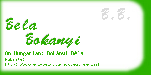 bela bokanyi business card