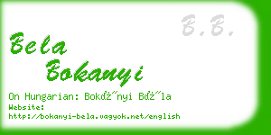 bela bokanyi business card